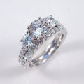 European Court Style Couple Rings Round Row Zircon Sparkling Matching Rings For Women view 2
