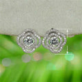 Hong Kong Style Sparkling Ripple Camellia Flower Stud Earrings Elegant Fashion Jewelry For Women view 3