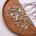 Korean Japanese Dopamine Shell Pearl Necklace Handmade Beaded Butterfly Gradient Heart Chain view 1