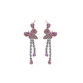 Pink Zircon Butterfly Teardrop Tassel Drop Earrings Alloy Forest Style Sweet Jewelry view 5