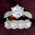 Sparkling Luxury Couple Rings, European American Sweet Matching Bands For Valentine's Day Gift view 3