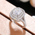 Geometric Light Luxury Ring For Women, Pave Zircon Princess Square Proposal Ring Jewelry view 3