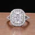 Geometric Light Luxury Ring For Women, Pave Zircon Princess Square Proposal Ring Jewelry view 4
