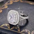 Geometric Light Luxury Ring For Women, Pave Zircon Princess Square Proposal Ring Jewelry view 5