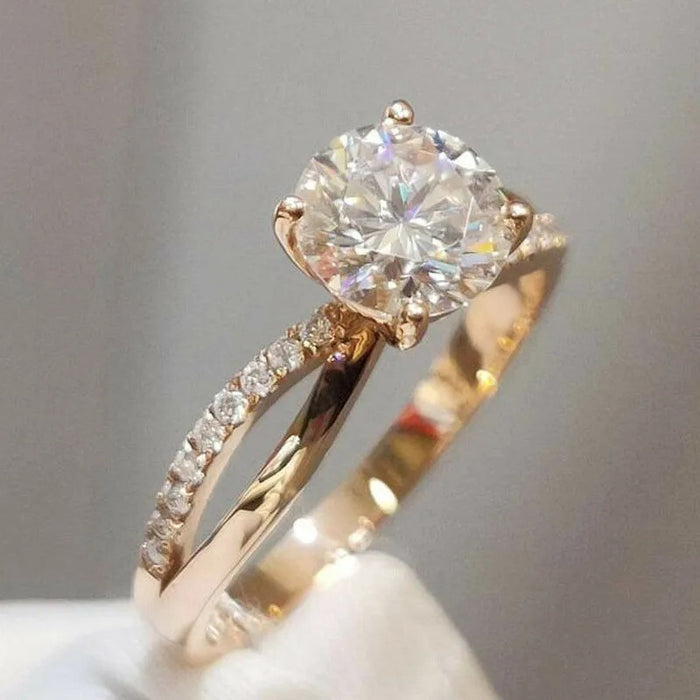 Classic Four Prong Ring, Couple Twisted Arm Wedding Band, Simple Luxury Proposal Ring