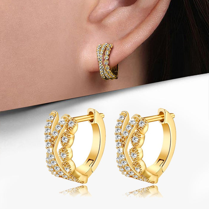 European Style Round Circle Cross Earrings, Mini Minimalist Korean Design Ear Studs