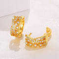 European Style Round Circle Cross Earrings, Mini Minimalist Korean Design Ear Studs view 3