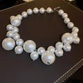 Sweet Cool Geometric Faux Pearl Collarbone Necklace For Women Light Luxury Round Bead Statement view 2