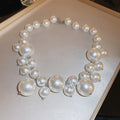 Sweet Cool Geometric Faux Pearl Collarbone Necklace For Women Light Luxury Round Bead Statement view 4