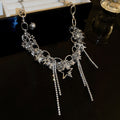 Alloy Rhinestone Star Hollow Tassel Necklace, Western Light Luxury Sweet Cool Collarbone Chain view 2