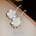 Korean Vintage Alloy Rhinestone Flower Pearl Cluster Drop Earrings For Women view 2