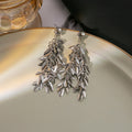 Elegant Alloy Metal Leaf Wheat Tassel Drop Earrings For Women Luxury Long Dangle Statement Earrings view 4