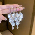 Faux Pearl Flower Shell Long Tassel Drop Earrings Fashion Teardrop Office Lady Jewelry view 1