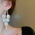Faux Pearl Flower Shell Long Tassel Drop Earrings Fashion Teardrop Office Lady Jewelry view 4