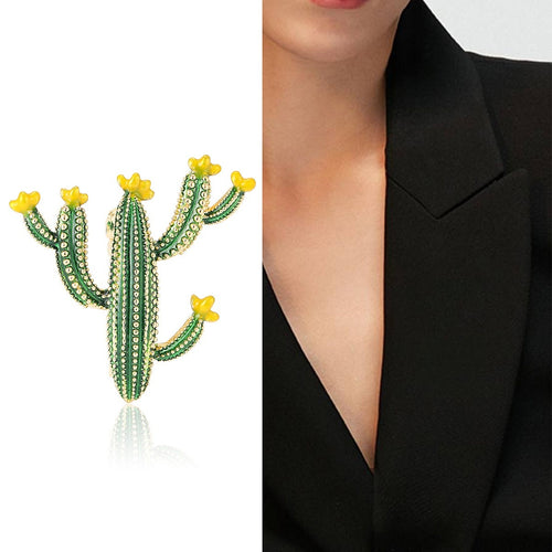 Alloy Enamel Cactus Brooch Fashion Plant Lapel Pin For Women