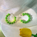 Candy Color Acrylic Beaded Hoop Earrings For Women Fashion Multicolor Geometric Large Circle Earrings view 4