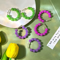 Candy Color Acrylic Beaded Hoop Earrings For Women Fashion Multicolor Geometric Large Circle Earrings view 1