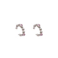 Elegant Korean Candy Heart Pink Rhinestone Geometric C Hoop Alloy Silver Needle Stud Earrings view 5
