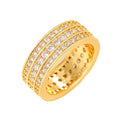 Luxury Unisex Three Row Full Pave Zircon Ring Status Symbol High End Men's Finger Ring view 5