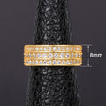 Luxury Unisex Three Row Full Pave Zircon Ring Status Symbol High End Men's Finger Ring view 4