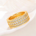 Luxury Unisex Three Row Full Pave Zircon Ring Status Symbol High End Men's Finger Ring view 2