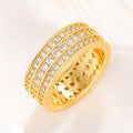 Luxury Unisex Three Row Full Pave Zircon Ring Status Symbol High End Men's Finger Ring view 3