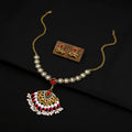 Bohemian Color Rhinestone Pearl Earrings Turquoise Tassel Flower Jewelry Set For Women view 2
