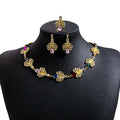 Bohemian Color Rhinestone Pearl Earrings Turquoise Tassel Flower Jewelry Set For Women view 5
