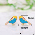 French Style Enamel Gold Rim Colorful Bird Stud Earrings Cute Small Fashion Jewelry For Women view 5