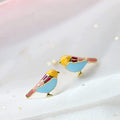 French Style Enamel Gold Rim Colorful Bird Stud Earrings Cute Small Fashion Jewelry For Women view 3