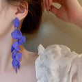 Acrylic Rose Petal Long Tassel Drop Earrings Floral Forest Style Fashion Jewelry view 3