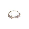 Sparkling Rhinestone Leaf Open Bangle Luxury Fashion Metal Bracelet for Women view 5