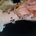 Sparkling Rhinestone Leaf Open Bangle Luxury Fashion Metal Bracelet for Women view 1