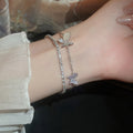 Minimalist Light Luxury Copper Zircon Butterfly Double Layer Bangle For Women view 3