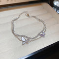 Minimalist Light Luxury Copper Zircon Butterfly Double Layer Bangle For Women view 2