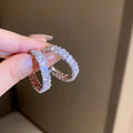 Chic Alloy Hoop Earrings With Square Zircon Geometric Circle Design For Women view 3