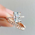 European American Princess Square Statement Ring Set, Fashion Proposal Wedding Anniversary Gift For Women view 1