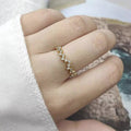 Tiny Rhinestone Eternity Band Ring, Stackable Starry Galaxy Pave Pinky Ring For Women view 3