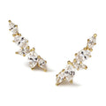 Micro Pave Zircon Olive Branch Leaf Stud Earrings For Women, Floral Fashion Ear Jewelry view 4