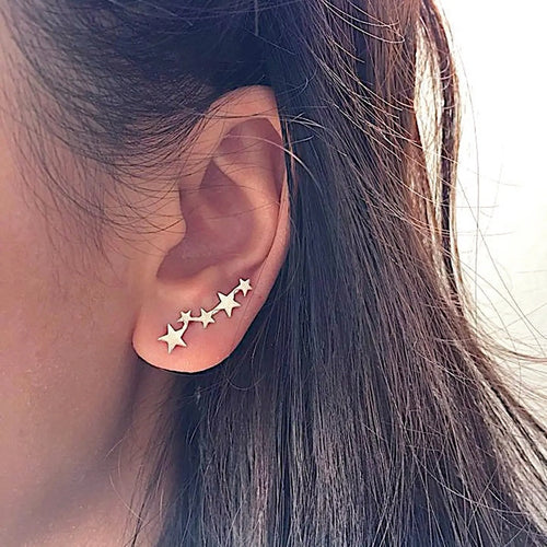 Korean Fashion Minimalist Star Shape Ear Cuffs Creative Five Point Star Stud Earrings For Women Students