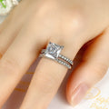 Square Princess Cut Four Prong Ring Set, Sparkling Bling Women's Fashion Jewelry view 3