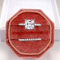Square Princess Cut Four Prong Ring Set, Sparkling Bling Women's Fashion Jewelry view 4