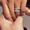 Japanese Korean Fashion Simulated Moissanite Ring Set, Micro Pave Couple Wedding Gift Rings view 2