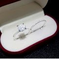 Japanese Korean Fashion Simulated Moissanite Ring Set, Micro Pave Couple Wedding Gift Rings view 4