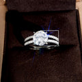 Japanese Korean Fashion Simulated Moissanite Ring Set, Micro Pave Couple Wedding Gift Rings view 5