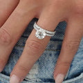 Japanese Korean Fashion Simulated Moissanite Ring Set, Micro Pave Couple Wedding Gift Rings view 3