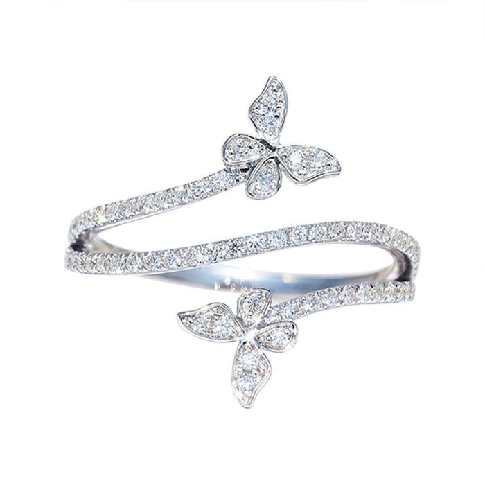 Light Luxury Butterfly Ring For Women, Three Layer Korean Closed Index Finger Jewelry