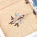 Light Luxury Butterfly Ring For Women, Three Layer Korean Closed Index Finger Jewelry view 2