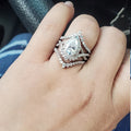 European Queen Three Piece Ring Set, Teardrop Zircon Princess Crown Stackable Rings view 4