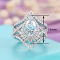 European Queen Three Piece Ring Set, Teardrop Zircon Princess Crown Stackable Rings view 5